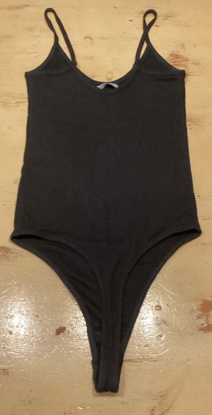 Vince Ribbed Knit Spaghetti Strap Bodysuit Black Size XS